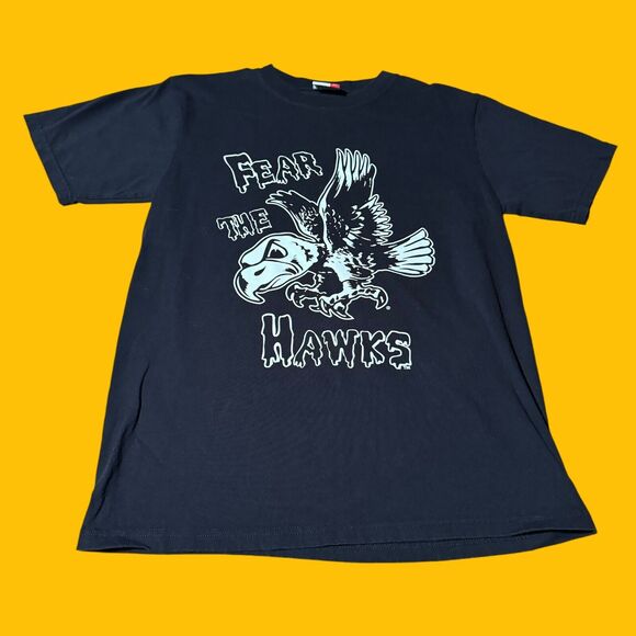 Kansas Jayhawks Fear The Hawks Black White Tee T Shirt Campus One KU NCAA Medium - Picture 1 of 6